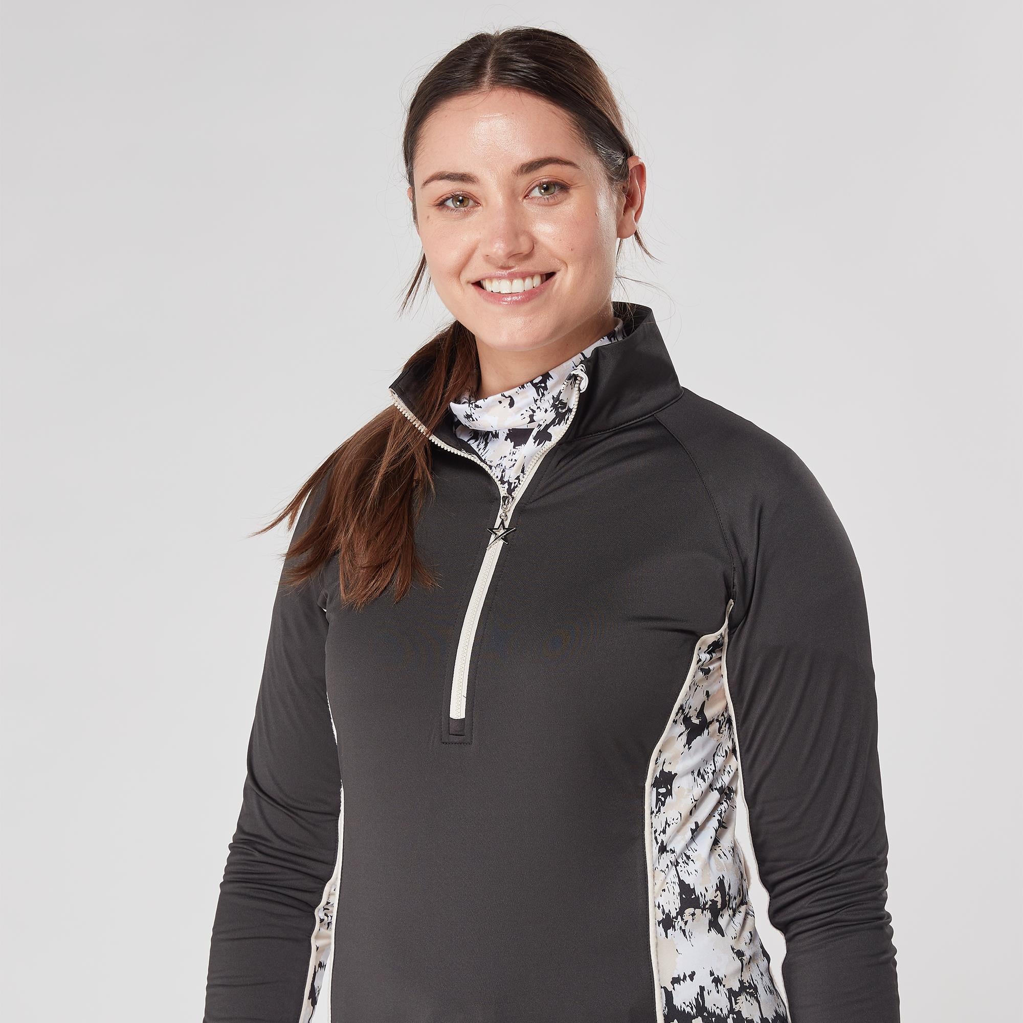 Swing Out Sister Maisy Ladies Golf Mid Layer Bleached Sand/Pearl Black
